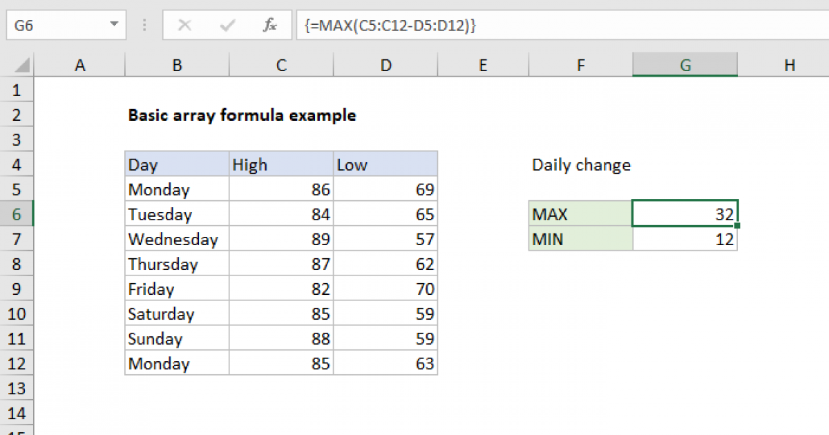 Basic Array Formula Example Excel Formula Exceljet 4933